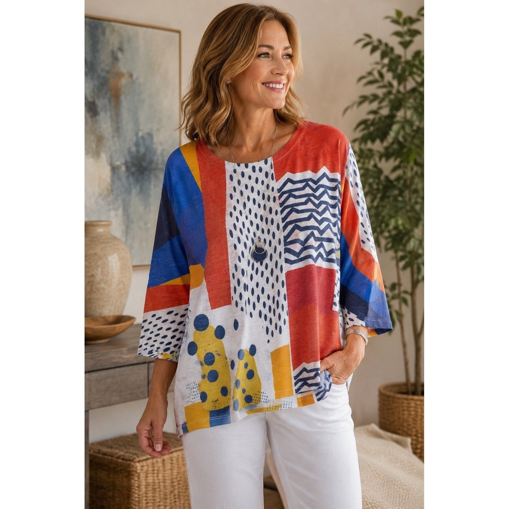 Atelier5 By Gozde Yilmaz L Abstract Art Top USA Made Colorblock Geometric Tunic